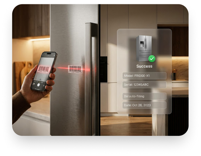 Phone scanning an appliance